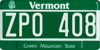VT license plate ZPO408