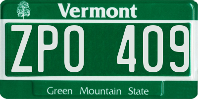 VT license plate ZPO409