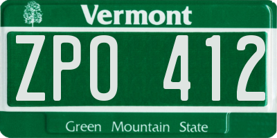 VT license plate ZPO412