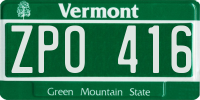 VT license plate ZPO416