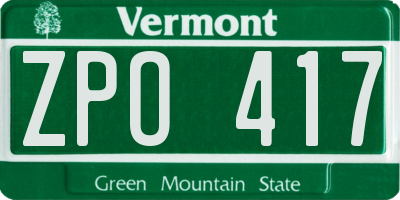 VT license plate ZPO417