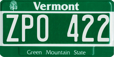 VT license plate ZPO422