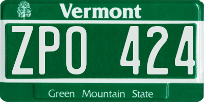VT license plate ZPO424