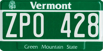 VT license plate ZPO428