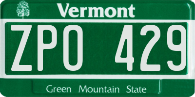 VT license plate ZPO429