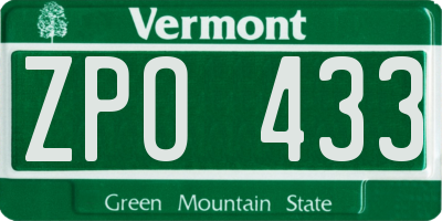VT license plate ZPO433