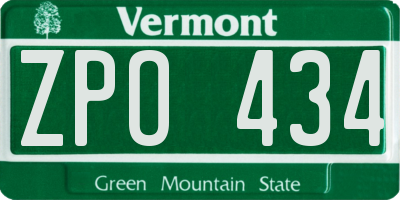 VT license plate ZPO434