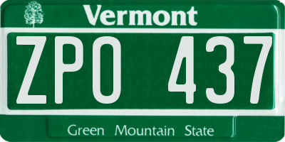 VT license plate ZPO437