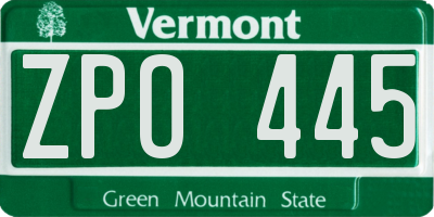 VT license plate ZPO445