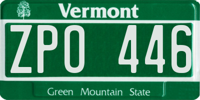 VT license plate ZPO446