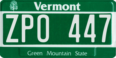 VT license plate ZPO447