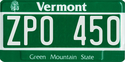 VT license plate ZPO450