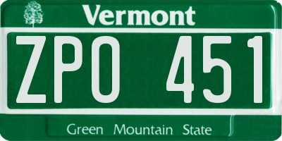 VT license plate ZPO451