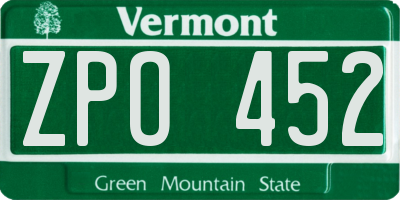 VT license plate ZPO452