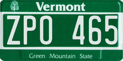 VT license plate ZPO465