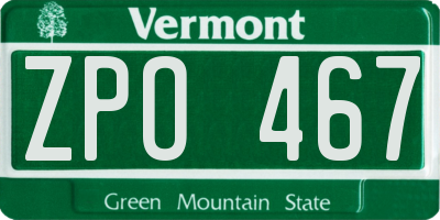 VT license plate ZPO467