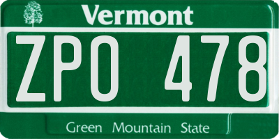 VT license plate ZPO478