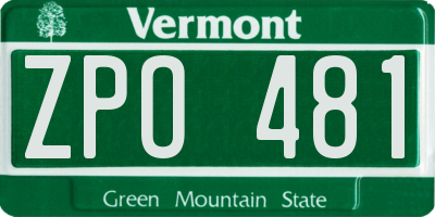 VT license plate ZPO481