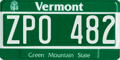 VT license plate ZPO482