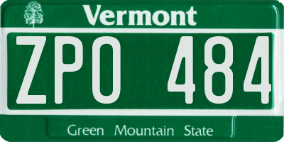 VT license plate ZPO484