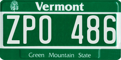 VT license plate ZPO486