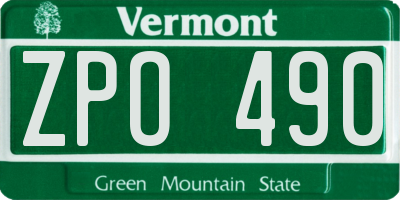 VT license plate ZPO490