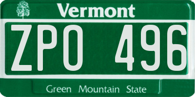 VT license plate ZPO496