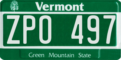 VT license plate ZPO497