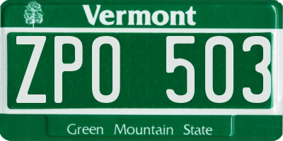 VT license plate ZPO503