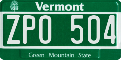 VT license plate ZPO504