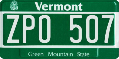 VT license plate ZPO507