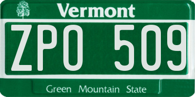 VT license plate ZPO509
