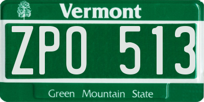 VT license plate ZPO513