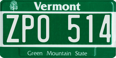 VT license plate ZPO514