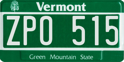 VT license plate ZPO515