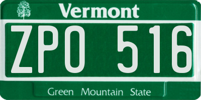 VT license plate ZPO516