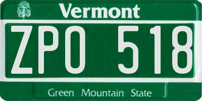 VT license plate ZPO518