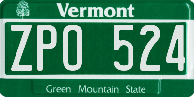 VT license plate ZPO524