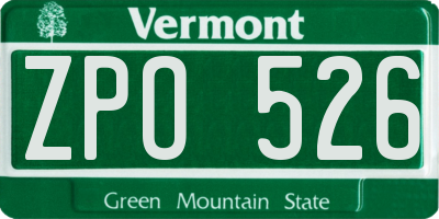VT license plate ZPO526