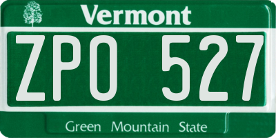 VT license plate ZPO527