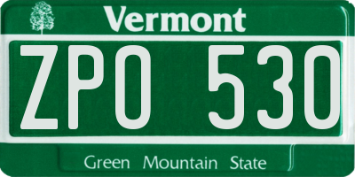 VT license plate ZPO530