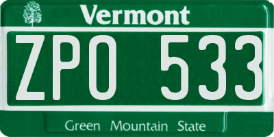 VT license plate ZPO533