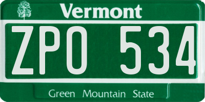 VT license plate ZPO534