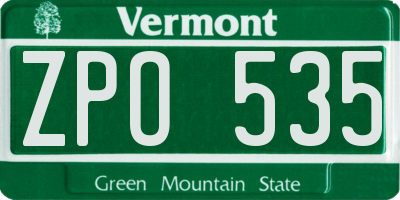 VT license plate ZPO535