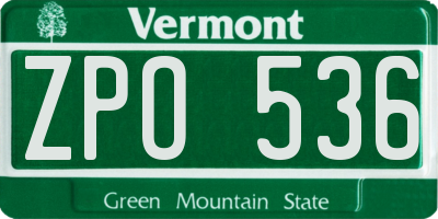 VT license plate ZPO536