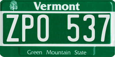 VT license plate ZPO537