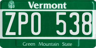 VT license plate ZPO538