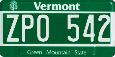 VT license plate ZPO542