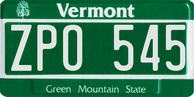 VT license plate ZPO545