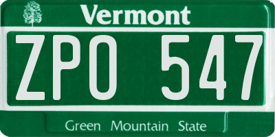 VT license plate ZPO547